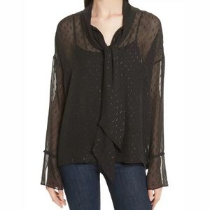 New Black Theory Metallic Silk Scarf Shirt
